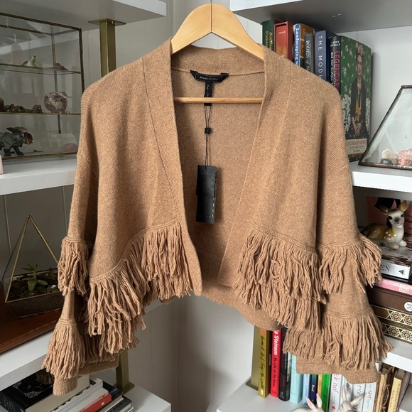 NWT Cropped BCBG Fringe Cardigan - Size M - Picture 1 of 6